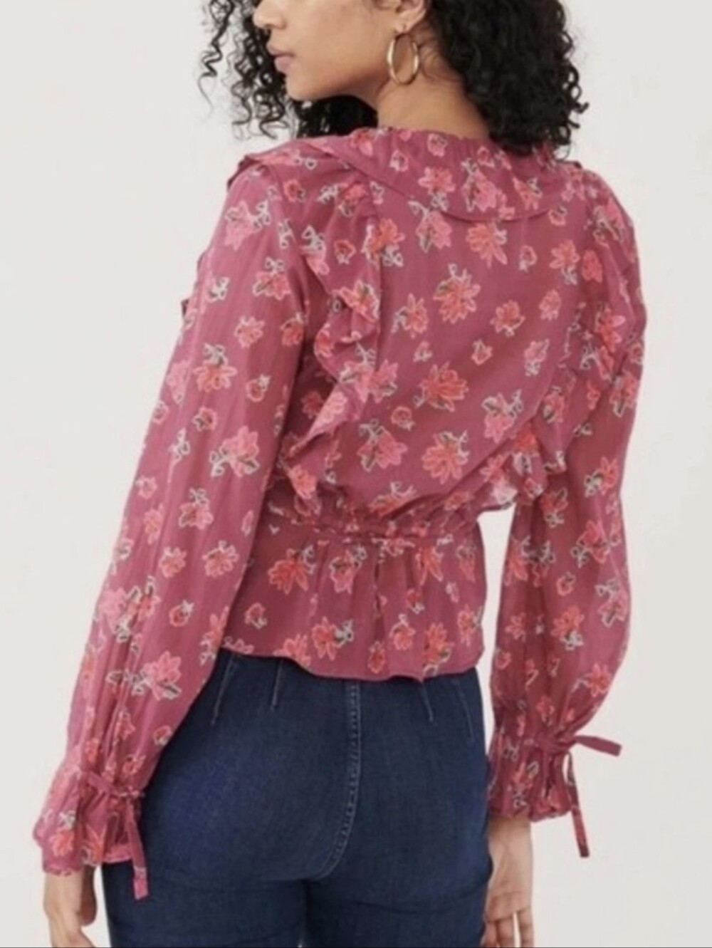 Free People Amanda Ruffle Wrap Top (L) - Picture 3 of 11